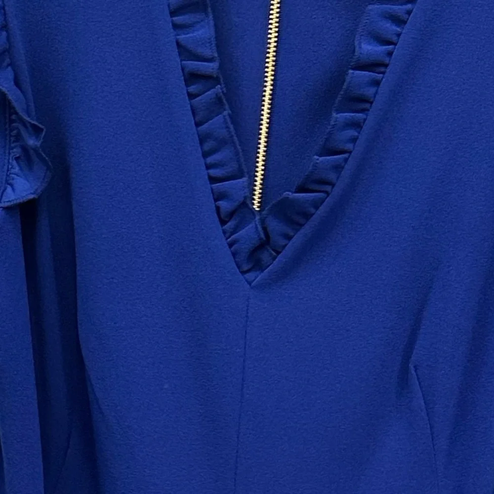 NWT CALVIN KLEIN Ruffle Shoulder V-neck Jumpsuit Size 10 - Picture 5 of 5